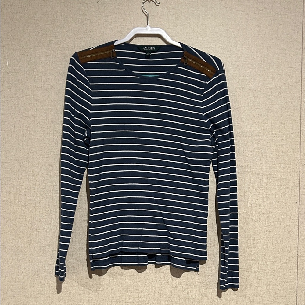 Ralph Lauren Navy and White Striped Top